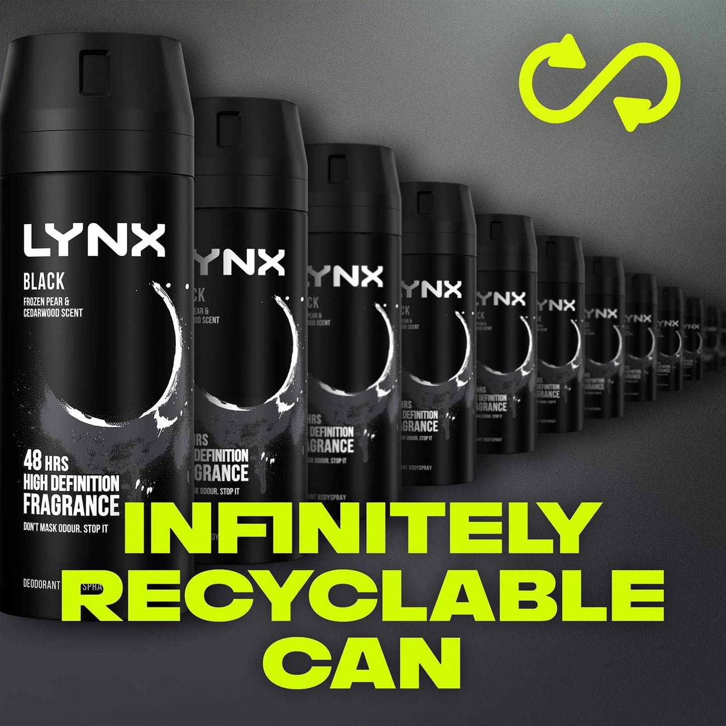 6 X LYNX BODY SPRAY BLACK 150 ml | 6 PACK BUNDLE