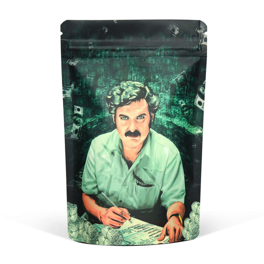 100 Pack Mylar Bags, Pablo Escobar, Resealable Smell Proof Cookies Mylar Bag, 3.5 Cali Pack Bags, Aluminium Foil, Candy, Cookie Bags, Storage Ziplock Sandwich Bags (9.8cm x 13cm, Pablo Escobar Design)