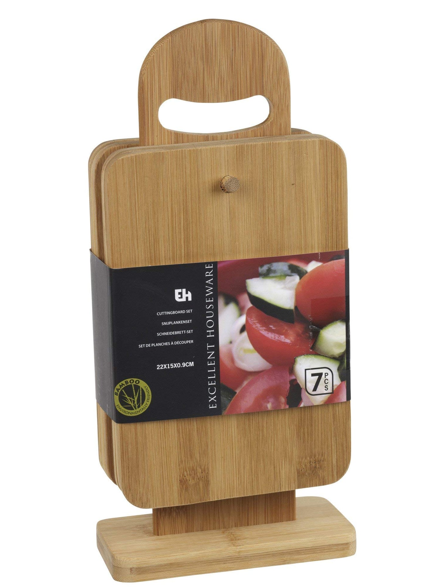 6 Piece Multi Purpose Bamboo Chopping Board Set with Display Stand