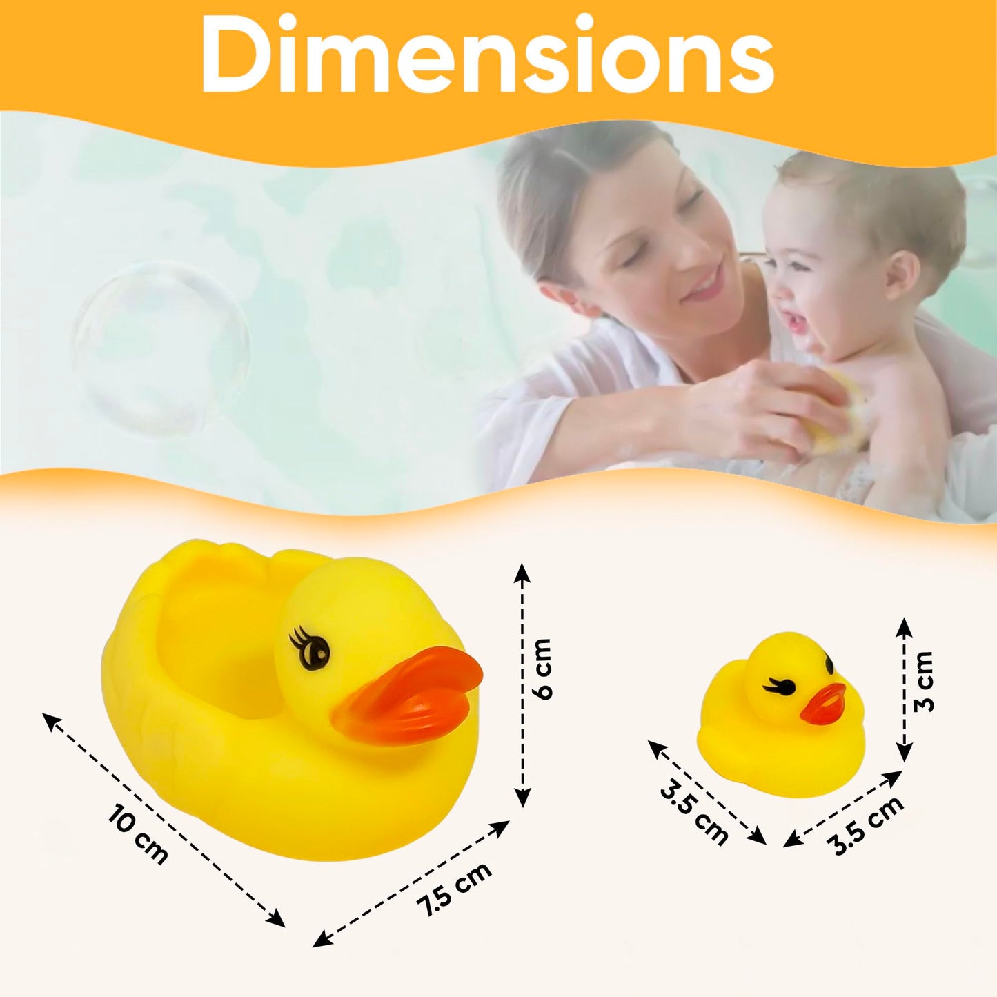 4Pcs Rubber Duck Family Set, Floating Bathtub Pool Toys for Toddlers, Fun Time Bath Toys, Soft Rubber Ducks with Beep Sound, Stocking Fillers, Kids Summer Toys 24+ Months Yellow Duck Family