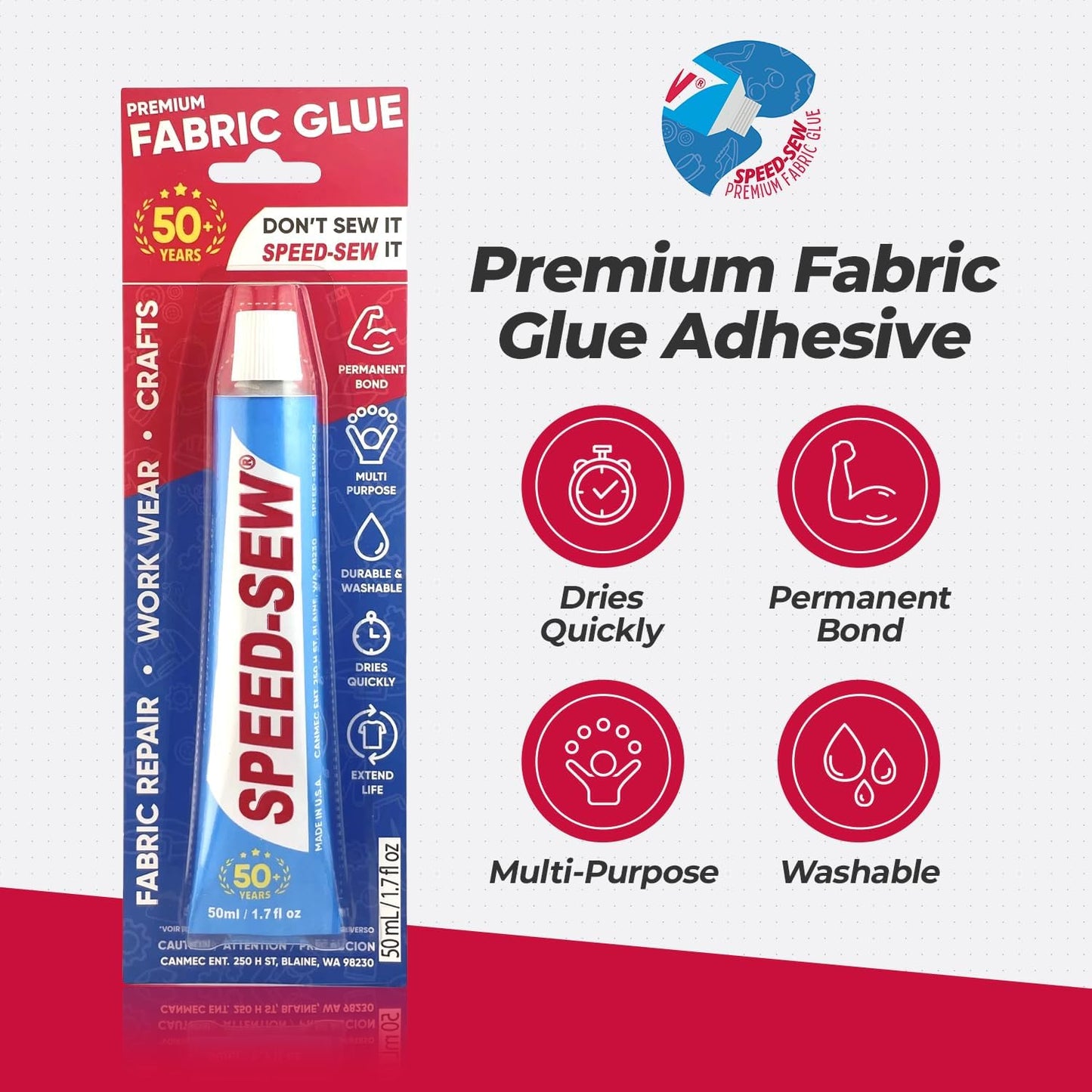 50ml Fabric Glue For Cloths, Genuine No Sew Adhesive for Craft Projects, DIY Clothing Repairs, Denim, Upholstery, Leather, Instant Mender for Fraying Tears 1