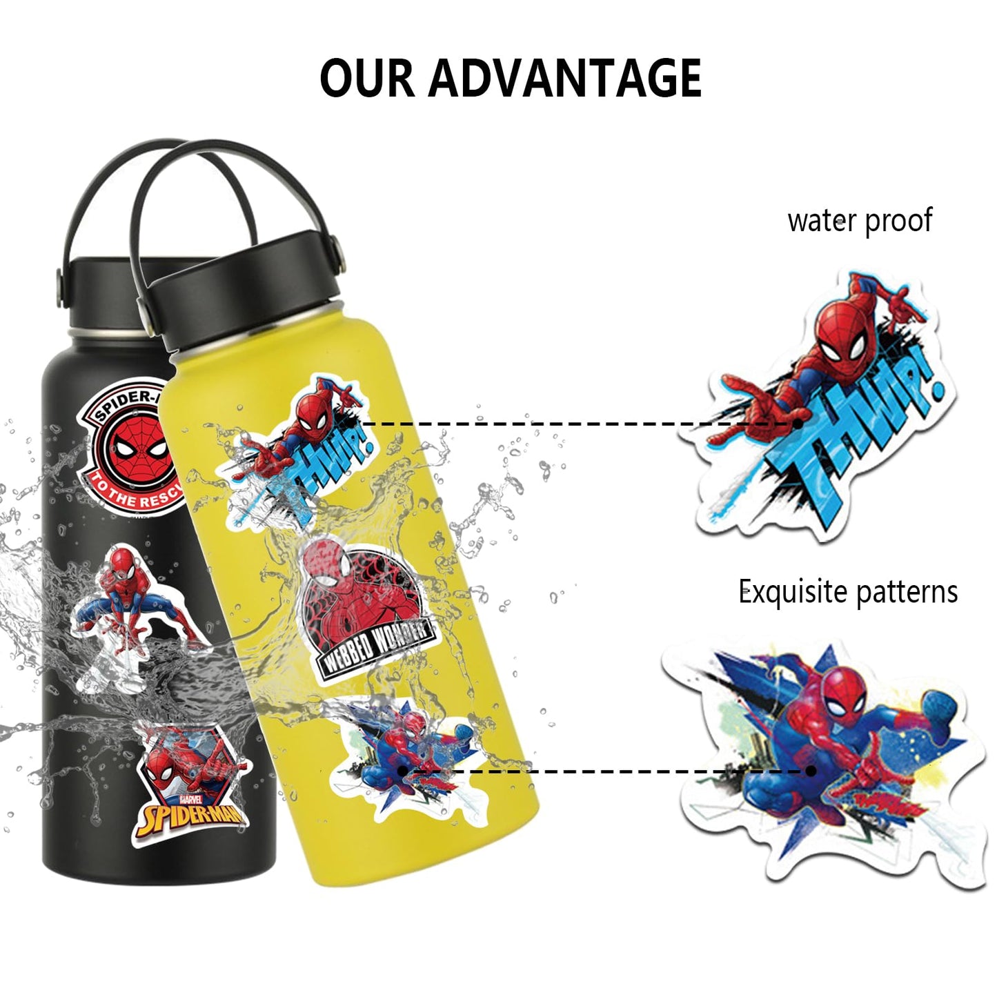 50Pcs Spiderman Stickers for Kids,Personalized Kids Stickers for Water Bottle, MacBook, Car, Bumper, Luggage, Laptop,Waterproof Vinyl Aesthetic Stickers for Adults Teens Boys Girl