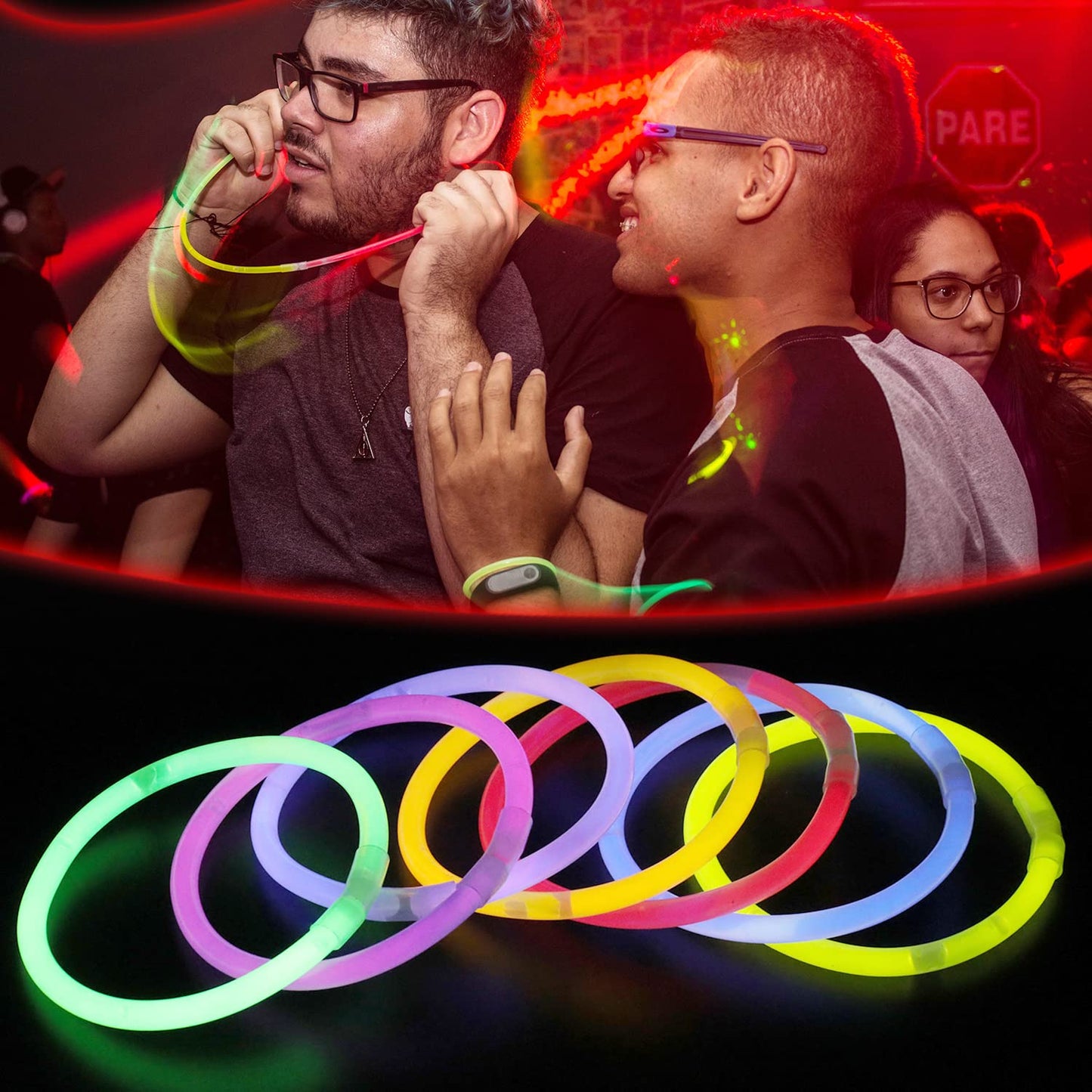 25pcs Premium 8 Inch Glow Sticks With Connectors To Make Neon Necklace Wrist Band Bracelets, Party Favours, Party Bag Fillers for Kids - Party Accessories, Long-lasting Glow Sticks for Children 25pcs