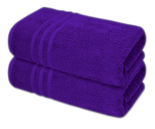 A & B TRADERS 2x Extra Large Jumbo Bath Sheets - Beach Towels 100% Cotton | Huge Size 85 x 200 cm | Pack of 2 (Purple) Purple