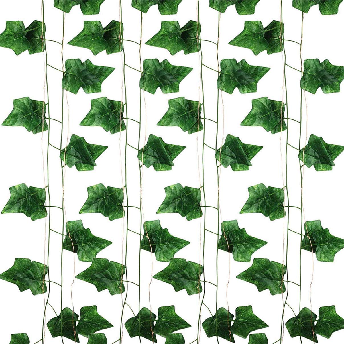 12 Pack 84Ft Artificial Ivy Leaf Garland with 100 LED Fairy String Lights,Fake Green Leaves Hanging Vine Faux Flowers Decoration for Indoor,Outdoor,Kitchen,Garden,Office,Wedding,Wall