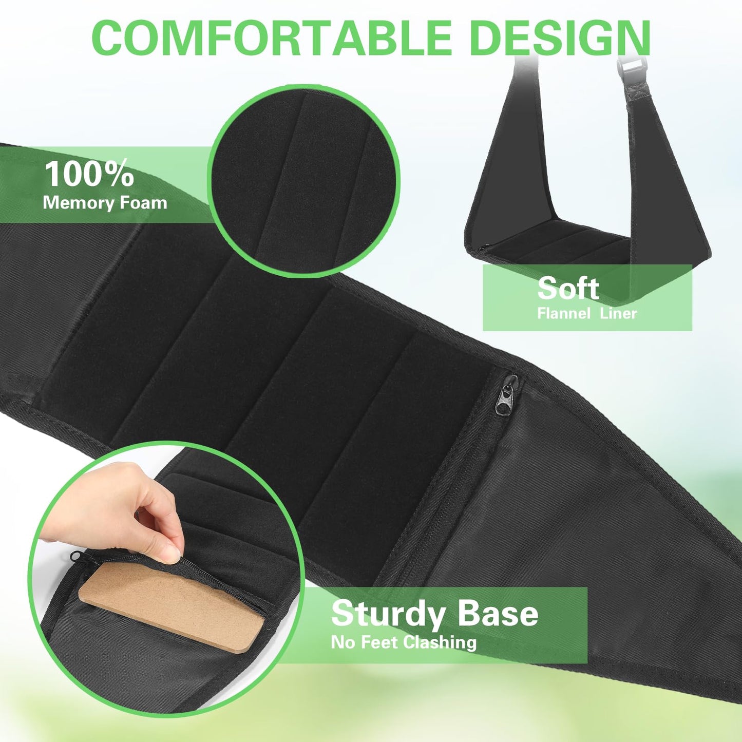 2 Pack Airplane Footrest with Memory Foam - Plane Travel Foot Rest, Travel Accessories, Portable & Adjustable Travel Foot Hammock, No Clashing Footrest Provides Relaxation & Comfort for Long Flight 2 Pack