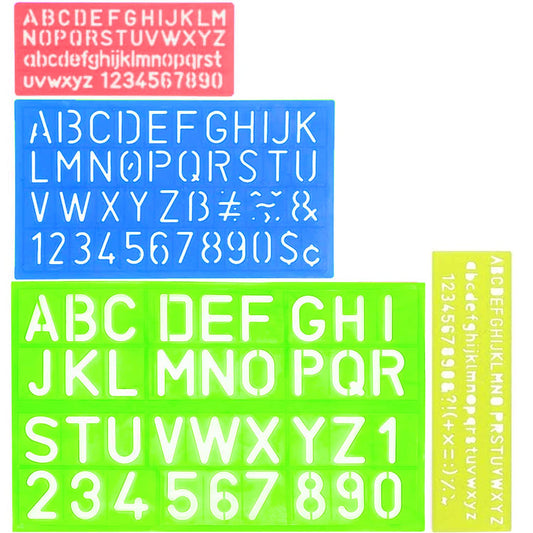 4 Pcs Stencil Set Alphabet Letter Stencils Plastic Number Stencils Assorted Sizes Stencil for Kids' Drawing Template Painting Learning DIY(Assorted Colors) 4pcs