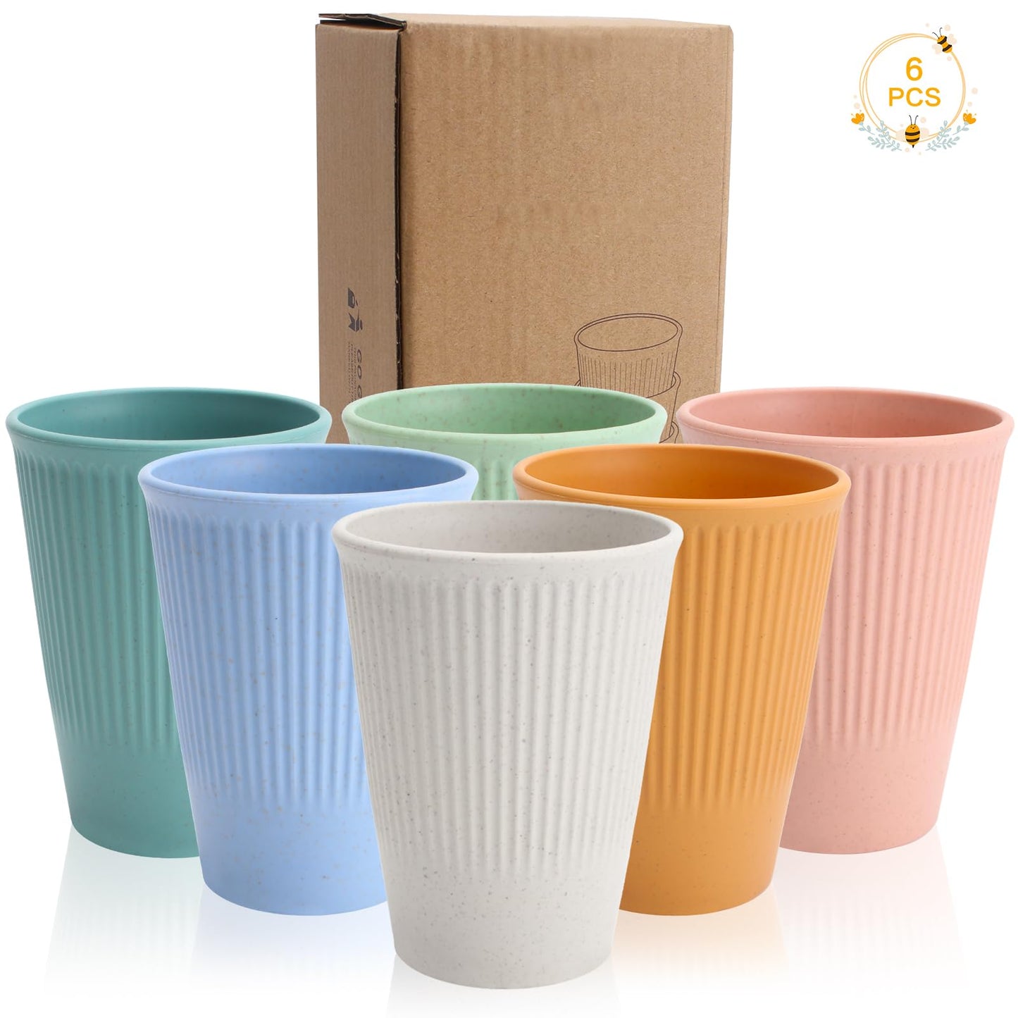 6 Pieces Unbreakable Drinking Cups, 350 ML Plastic Drinking Cups Reusable Tumbler Cup Microwave and Dishwasher Safe Hot Drink Cups for Water Juice Milk (6 Colors)