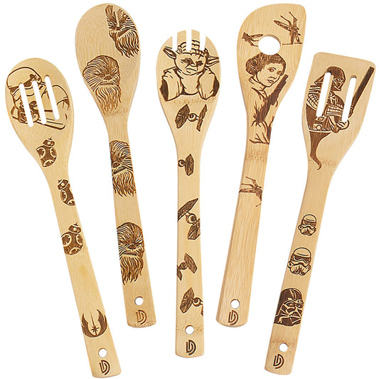 5 PCS Star Wars Wooden Spoon Set,Star Wars Gifts for Men Adults,Baby Yoda Gifts for Women,Starwars Wooden Spatula for Cooking,Star Wars Merchandise for Kitchen Decor Star Wars Themed