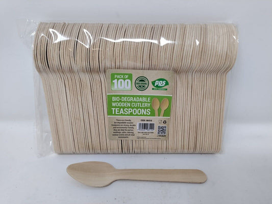 100 x Enviro Wooden Spoons - Biodegradable Compostable Disposable Cutlery 100% Birchwood