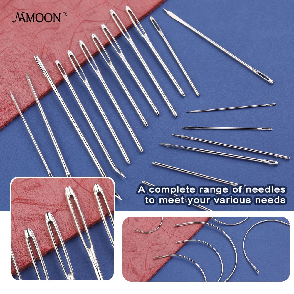 38Pcs Upholstery Repair Kit Includes Sewing Thread and Needles, Awl, Thimble, Leather Sewing Needles Kit for Upholstery, Leather, Carpet Canvas Repair for Leather Repair