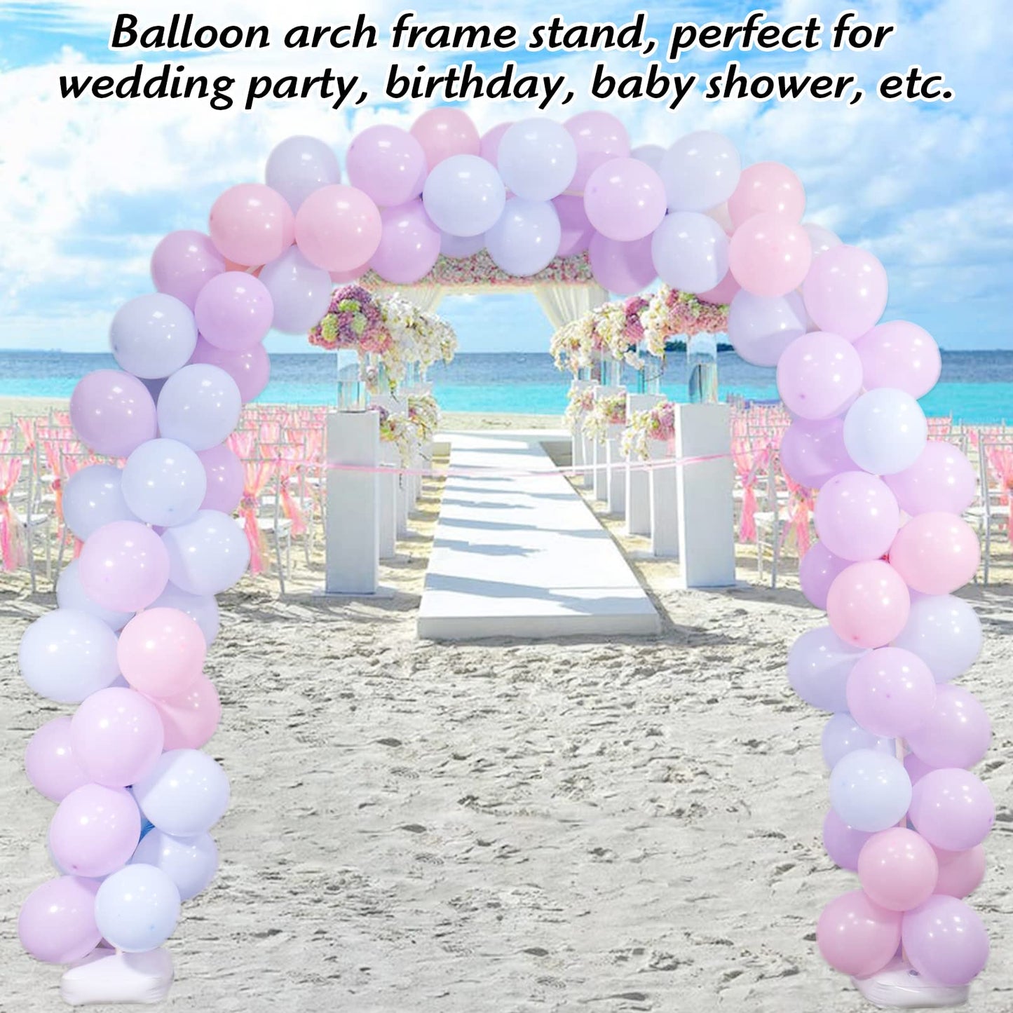 8ft × 6ft Balloon Arch Stand Kit for Floor, Balloon Arch Frame with Base, Balloon Arch Kit Floor Standing for Wedding, Birthday, Baby Shower, Graduation Party Decorations 8ft× 6ft(240× 180cm)