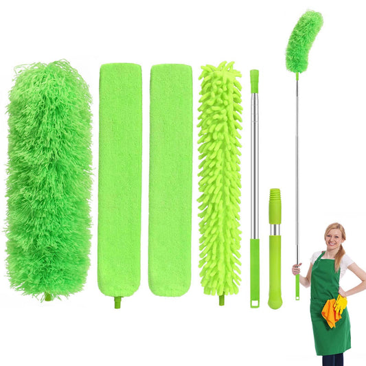 6PCs Feather Duster For Cleaning,Extendable Feather Dusterwith 30-100 inch Telescopic Extension Pole,Detachable Bendable & Washable Duster for Blinds,Ceiling Fan,Cobweb XL