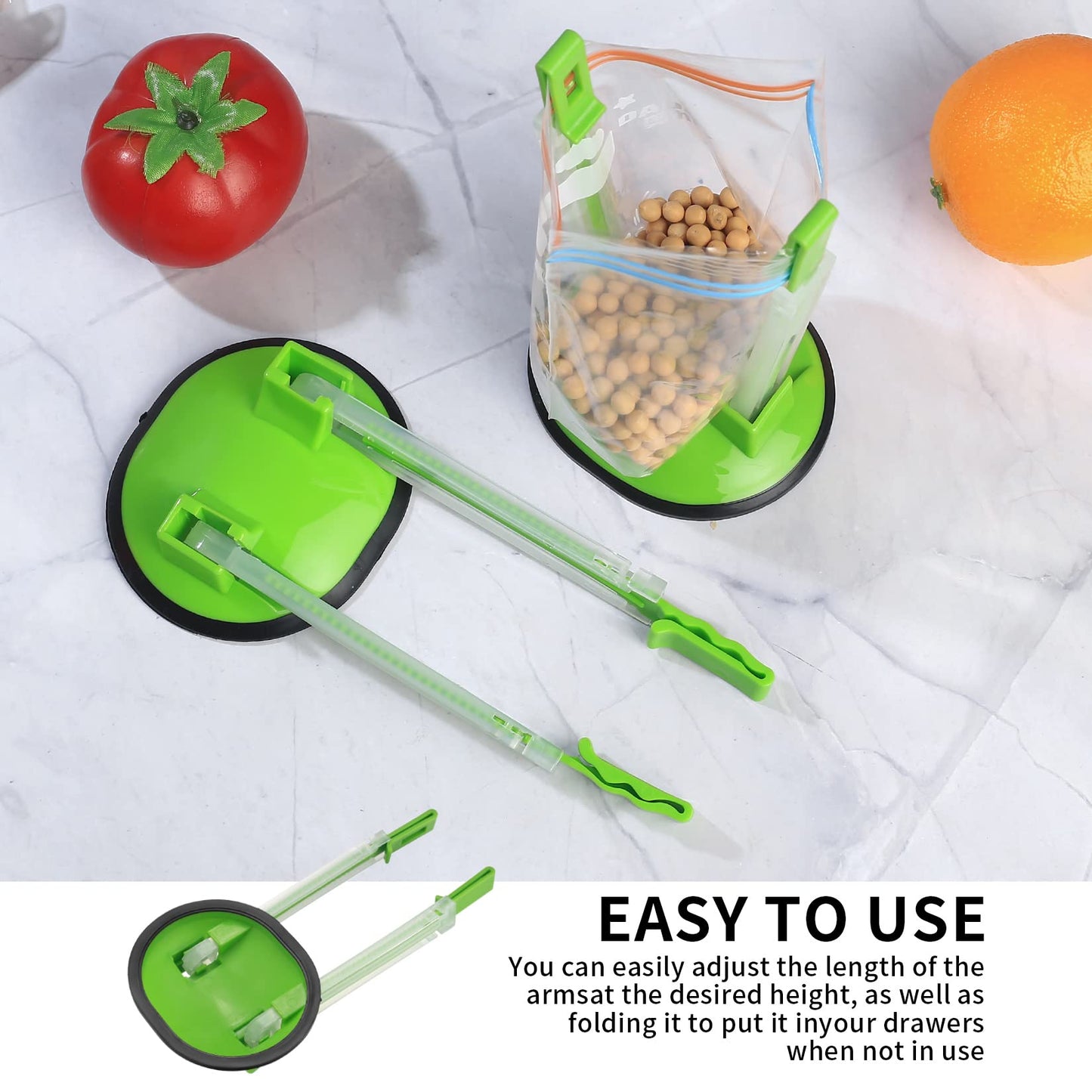 2 Pcs Baggy Racks, Adjustable Sandwich Bag Stand Holders, Food Storage Bags Clips Stands, Plastic Reusable Freezer Bag Racks Holders, Food Prep Bag Holders Stands - Green (2)