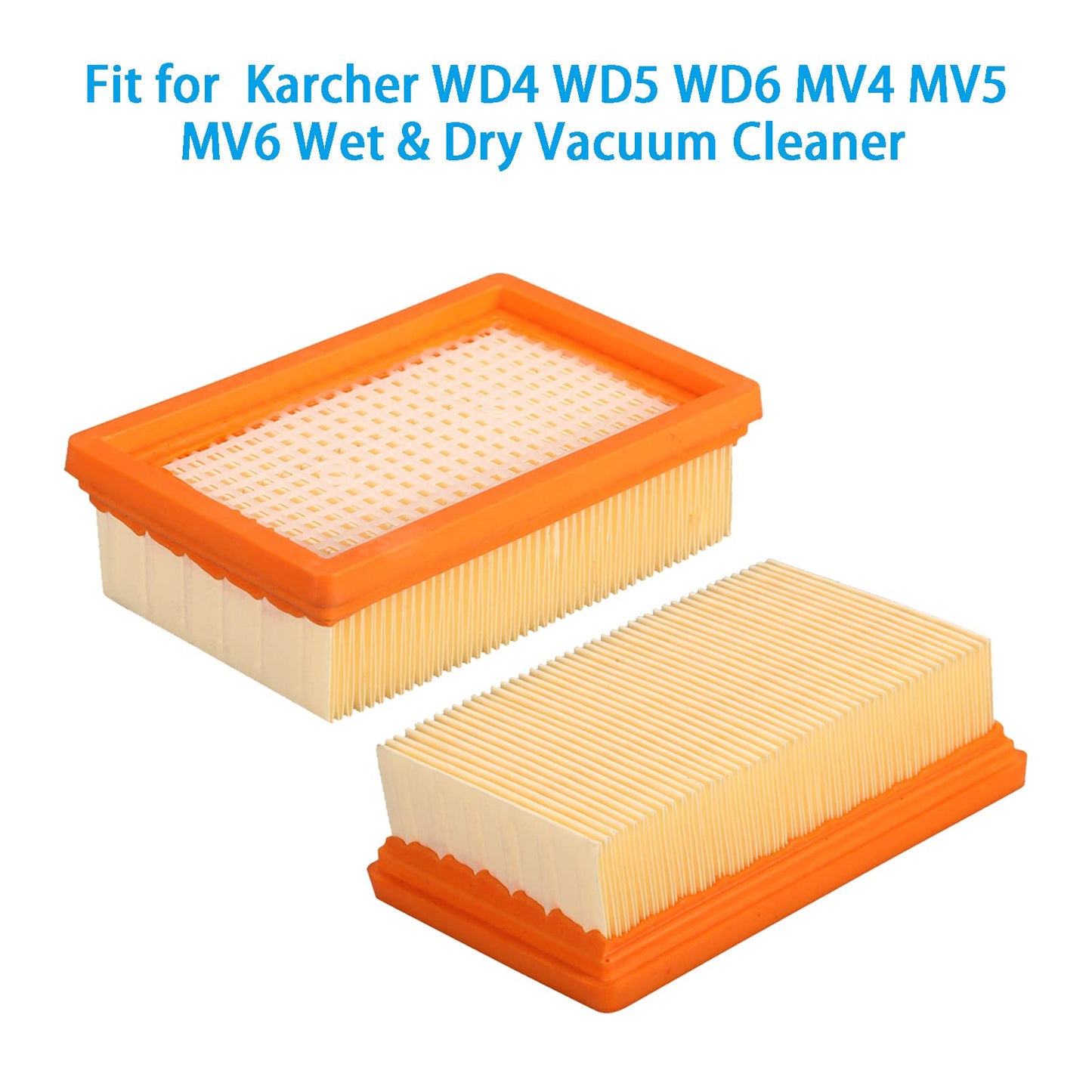 2 Pack Filter Replacement Parts for Karcher WD4 WD5 WD6 MV4 MV5 MV6 Wet & Dry Vacuum Cleaner Accessories