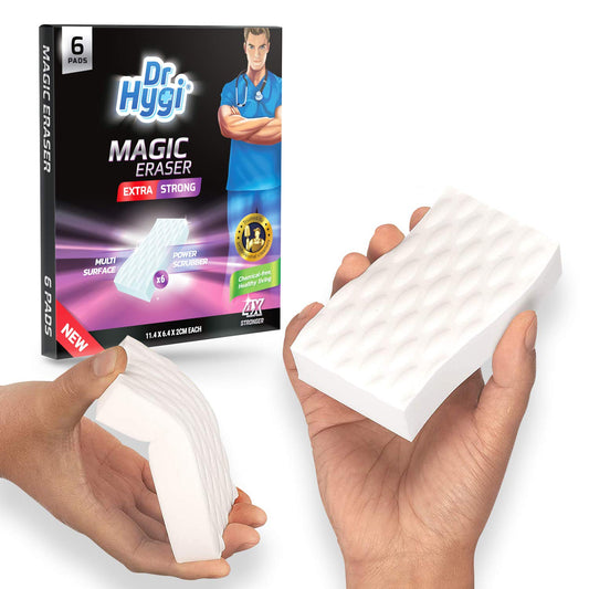 6 x Extra Power Magic Erasers by Dr Hygi™ | Magic Eraser Sponge Set for Mark and Stain Removal | Heavy-Duty Magic Sponge for All Surfaces | Magic Eraser Cleaning Sponges for Bathroom, Kitchen & Walls