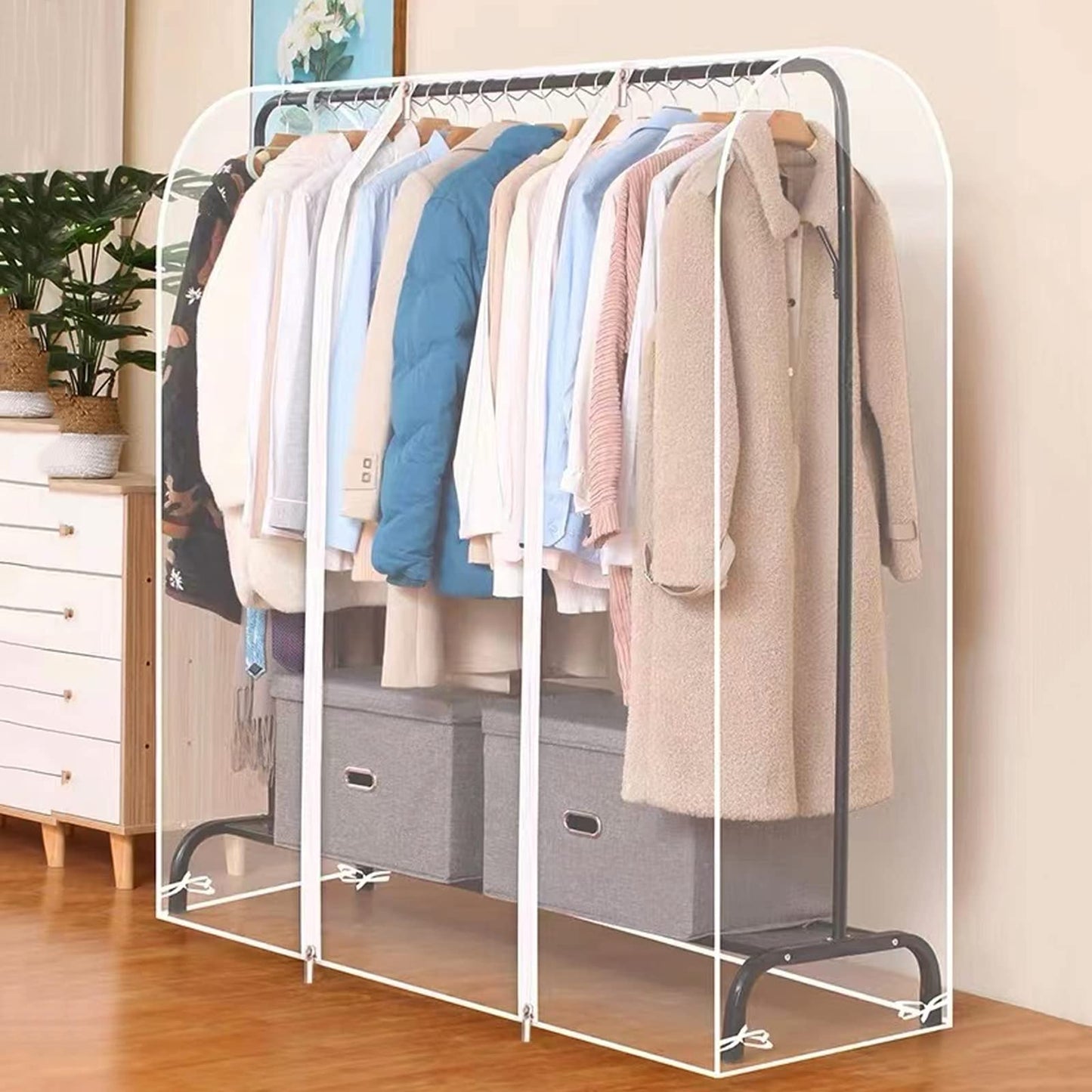 4ft Transparent Clothes Garment Rail Strong Zipped Cover Clear Protective Zip Over Cover for Garment Hanging Coat Racks For 4ft rails