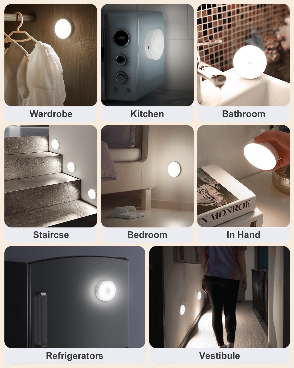 2024 Newest 12 LEDs Motion Sensor Lights Indoor, KALAHOL 6 Pack Cupboard Lights with 3 Modes, Rechargeable LED Stair Lights, Sensor Step Night Light for Under Cupboards Wardrobe Cabinet Closet Kitchen