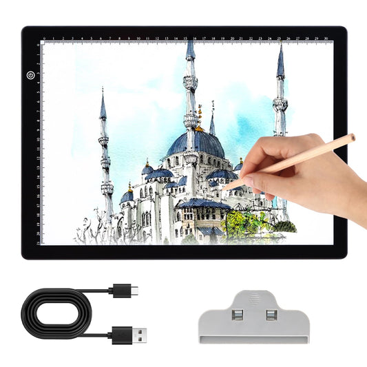 A4 Light Pad - Diamond Painting Light Board, 3 Levels Adjustable Brightness Tracing Light Box, Type-C USB Power Cable LED Light Pad for Diamond Painting, Drawing A4 No Battery