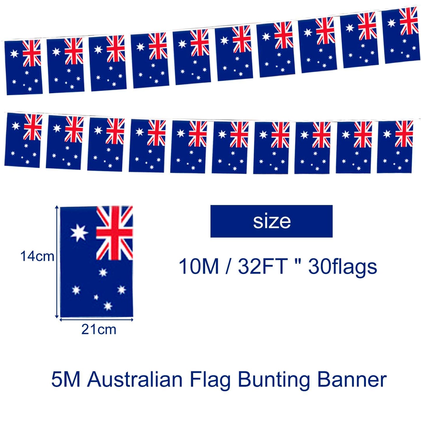 5M Australian Flag Bunting Banner by 20 Pcs Small Australian Flags,18Pcs Kangaroo Balloons Australia Day Balloons and Silvery Grey Ribbons for Australian Party Decorations,Baby Shower Birthday Party