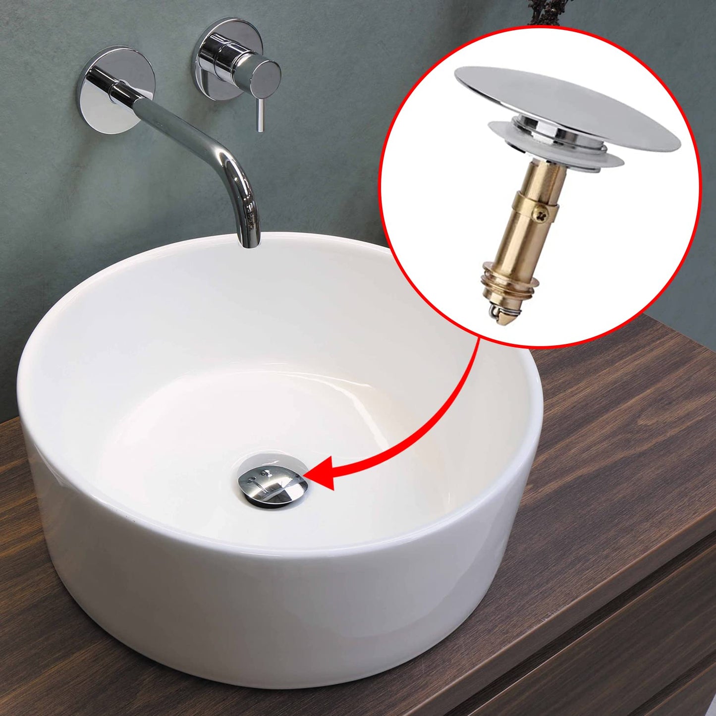 2PCS Replacement Sink Basin Bath Waste Click Clack Basin Pop Up Click Clack Brass Plug Bolt Brass Plug Bolt Pop Up Plug for Basins Basin Drain Stopper Pop Up Sink Plugs Pop Up Sink Plug Parts