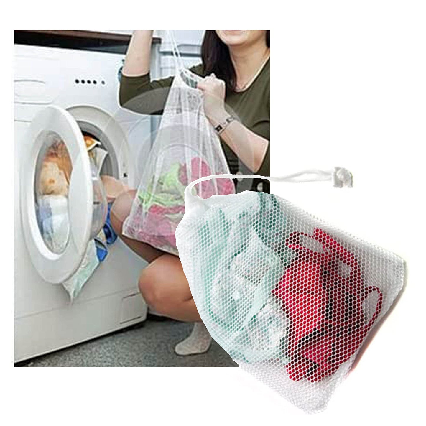 3 Laundry Wash Bags Reusable, Fine Mesh, Washing Machine Bags, Net Bags, for Lingerie, Bra, Delicate, Hosiery (Pack of 3-30 * 40)