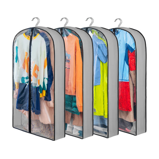 4 Pack Clothes Covers with Zip, 40" (102cm) Garment Bags Clothes Storage Gusseted Suit Covers Protector Bags Breathable Hanging Garment Covers Suit Bag Jacket Coat Covers for Wardrobe (4Pack-100CM) 4 Pack 40 Inches Regular Size Cover