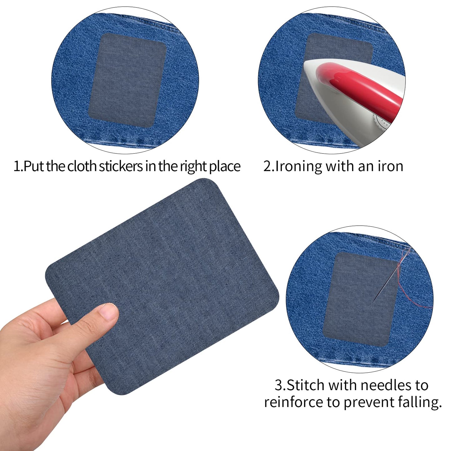 24Pcs Iron-on Patches Repair Patches for Clothing Self-Adhesive Square Felt Patches Iron on for Inside Jeans and Clothing Repair (9.5X 12.5cm)