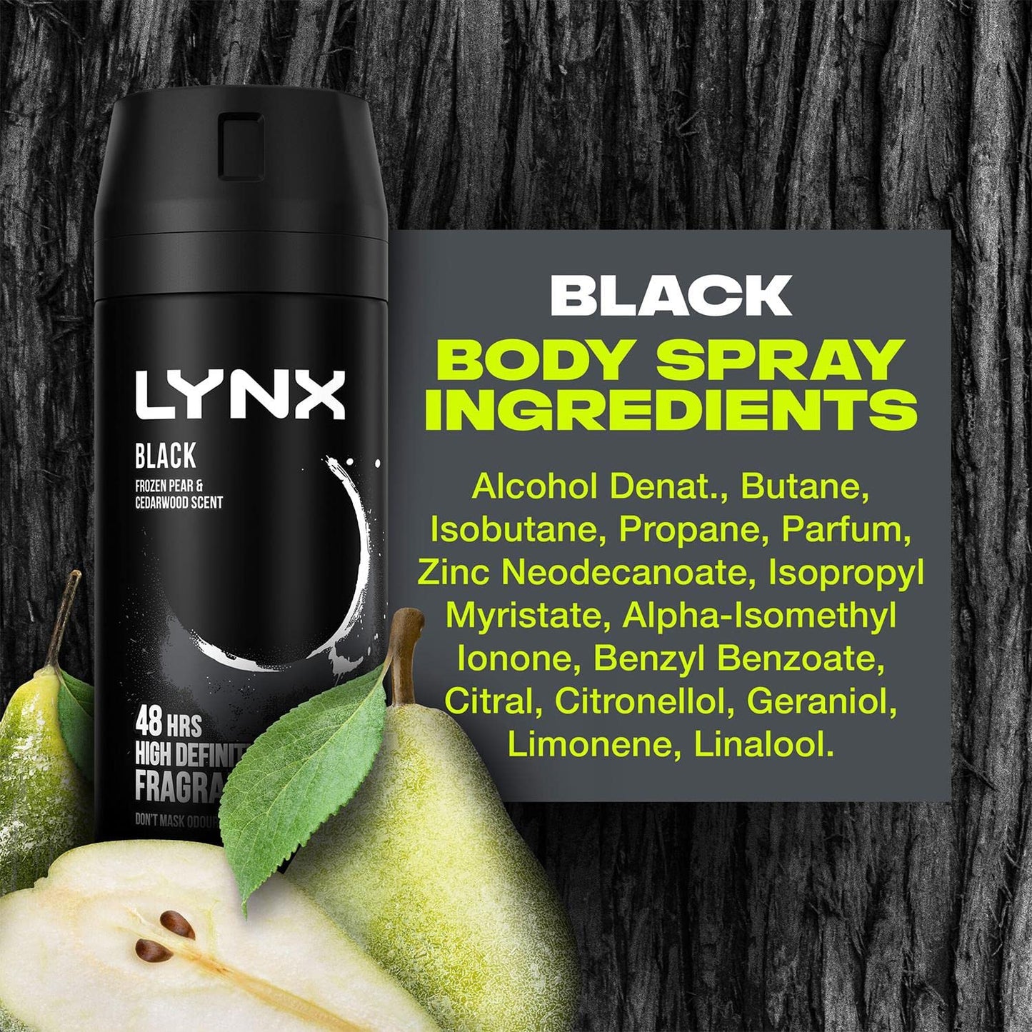 6 X LYNX BODY SPRAY BLACK 150 ml | 6 PACK BUNDLE