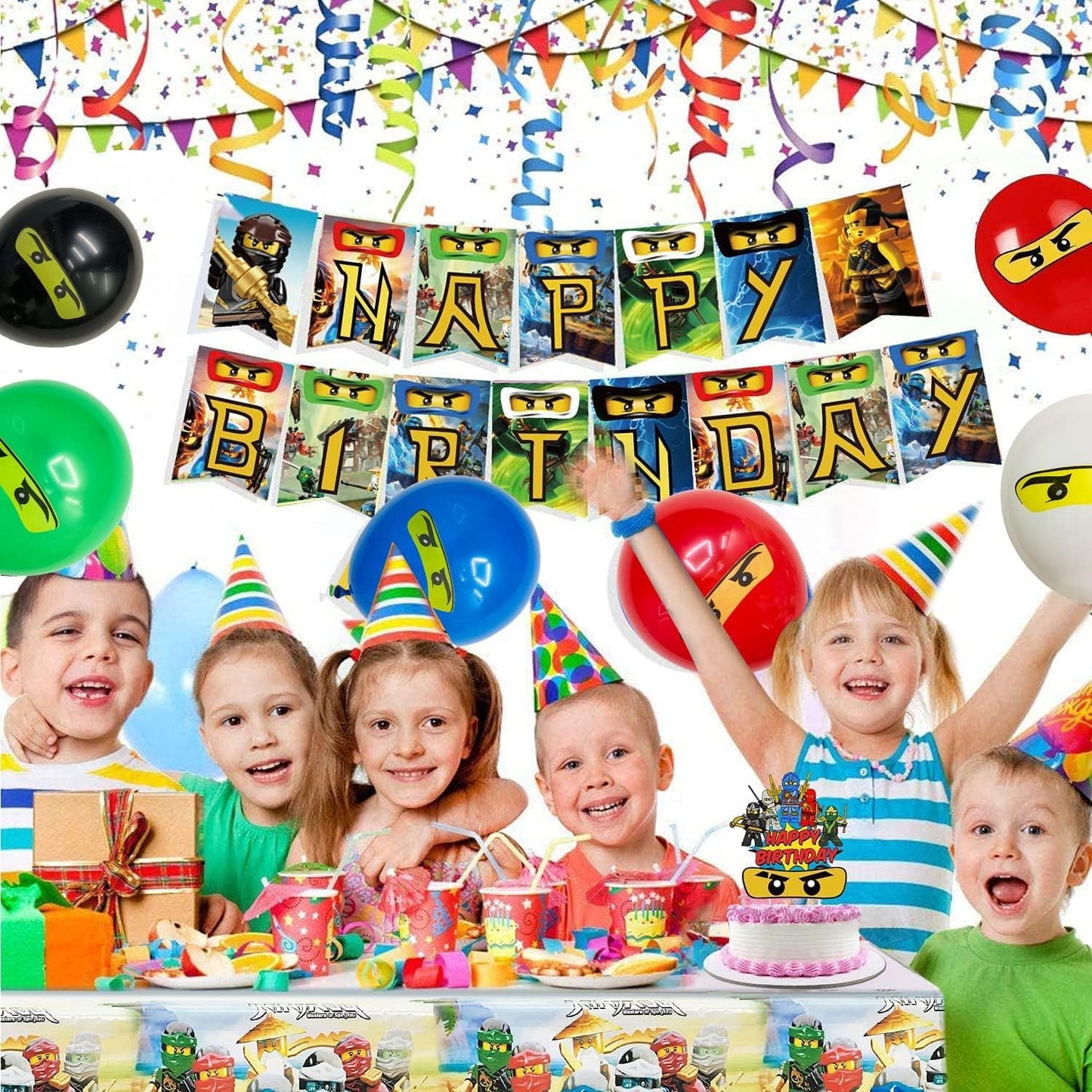 30 Pcs Ninjago Balloons, 12 inch Latex Balloons Pack, Suitable for Ninjago Themed Decorations for Children's Birthday Parties, Multicoloured Balloons for Kids Birthday Party Decorations