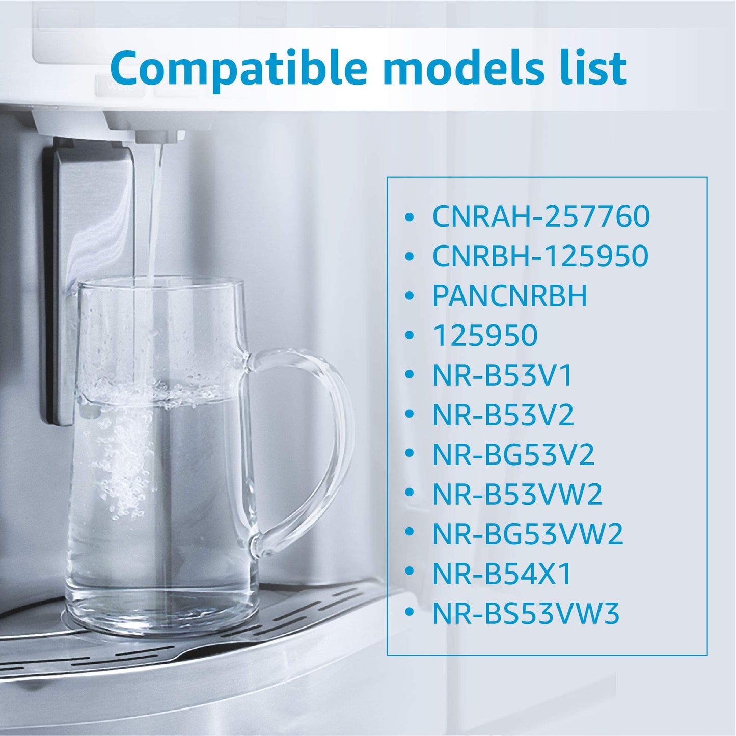 3X AQUACREST 257760 Fridge Water Filter, Compatible with Panasonic CNRAH-257760 125950 NR-B53V1 NR-B53V1-WB/X1D NR-BG53V2 NR-BG53VW2 NR-B53V2-XE NR-B54X1-WB/E EFF-6032B AH-PCN FL-330 FFL-170P