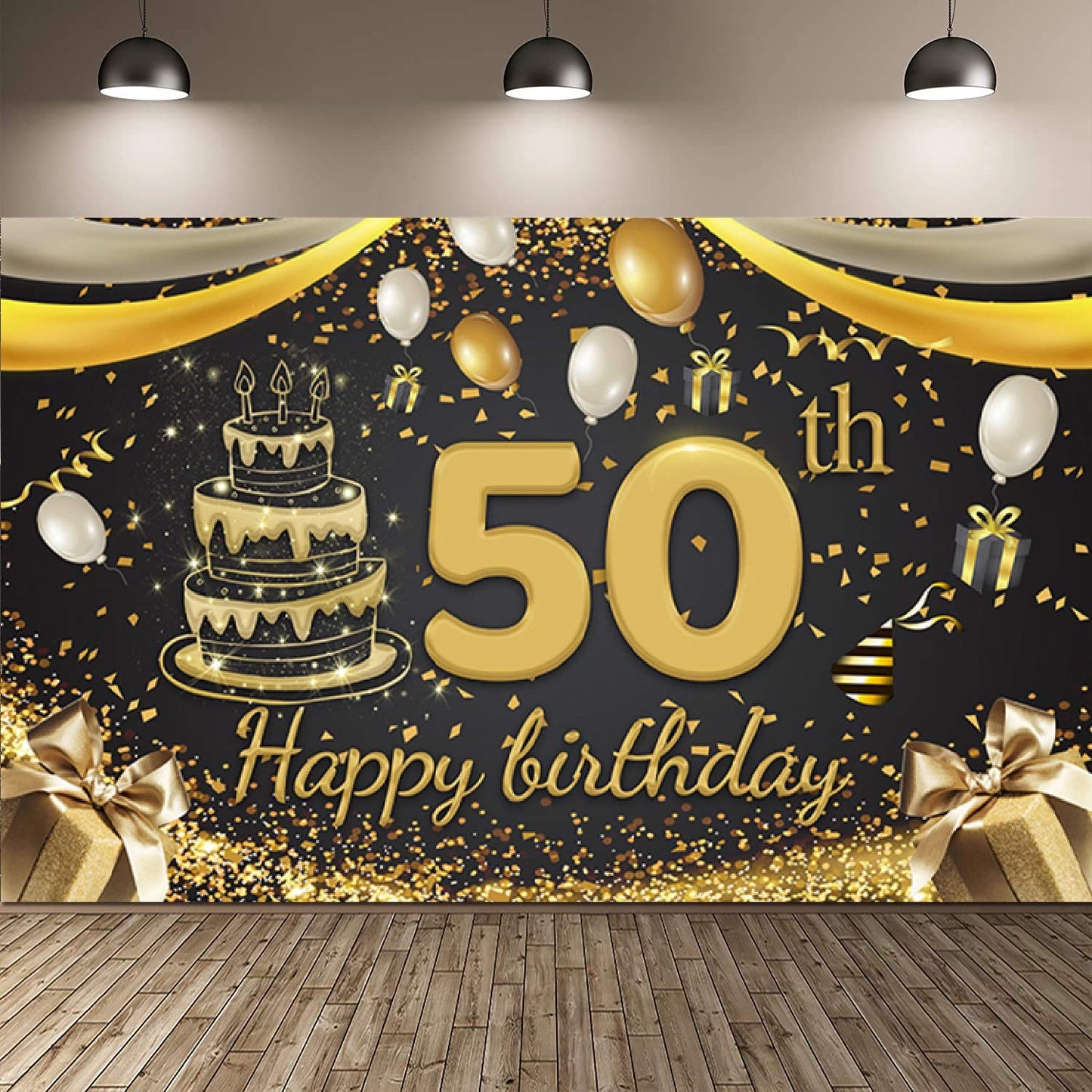 50th Birthday Decorations | 180x110cm Large Fabric Happy 50th Birthday Banner Decorations Backdrop | 50th Birthday Photo Background Birthday Gifts for Women Men Girls Boys (50th)