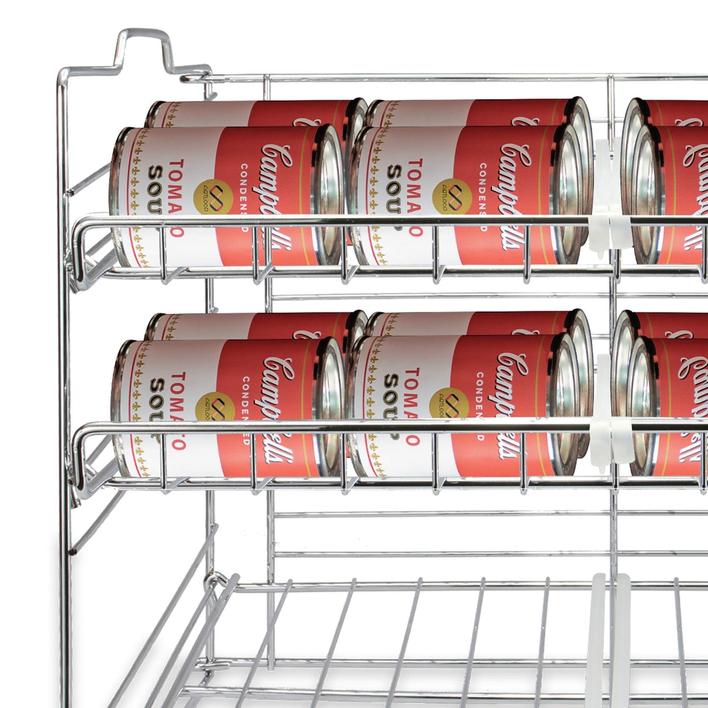 3 Tier Tin Can Rack | Kitchen & Pantry Cupboard Organiser | Canned Food & Tin Storage | Stainless Steel Wire Rack | 6 Divider Shelf Organisers | M&W