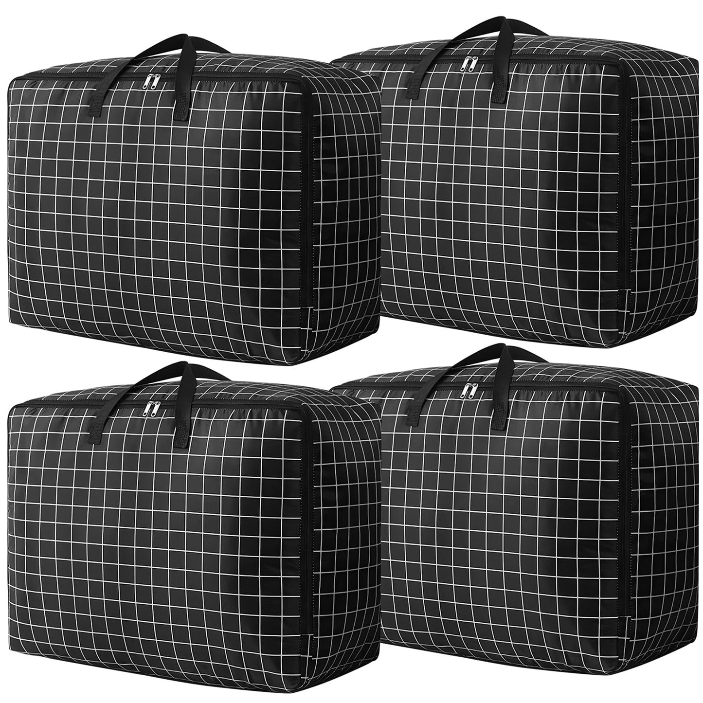 4 Pcs 105L Large Storage Bag, Extra Large Storage Bag with Zips for Moving House Storage Clothes Bedding Duvet Quilt Blankets Waterproof Moving Totes 4*105L