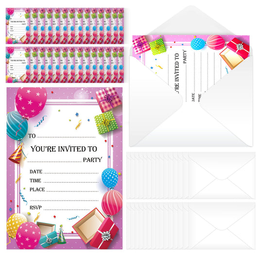 28pk Pink Childrens Party Invitations | Girls Party Invitations Kids For Any Occasion | Invitation Cards For Birthday Kids Party Invitations Kids Party Invites Kids Birthday Invitations For Kids