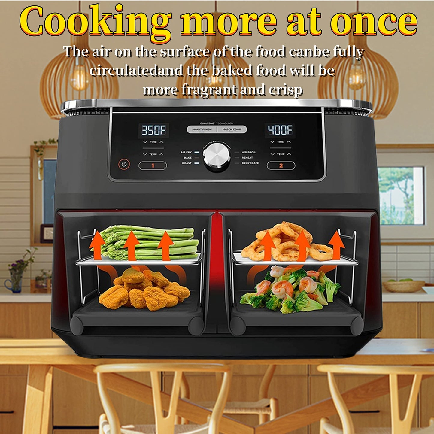 2 Pcs Air Fryer Rack for Ninja Dual Zone, Air Fryer Accessories, Stainless Steel Grill Rack with Skewers, Oil Brush Compatible with Ninja AF300UK/AF400UK, Tower, Salter and Other Dual Zone