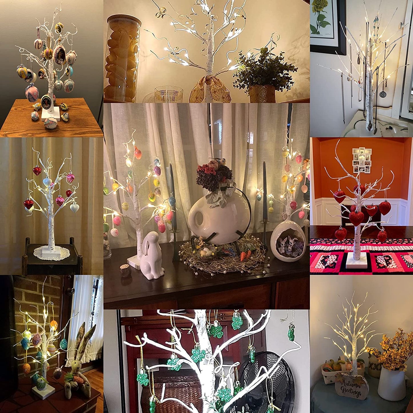 2FT Lighted Birch Tree for Tabletop, Birch Christmas Tree with Lights, Warm White 24 LEDs Birch Tree Light for Christmas Decorations Indoor Bedroom Home Wedding Holiday Thanksgiving Gifts