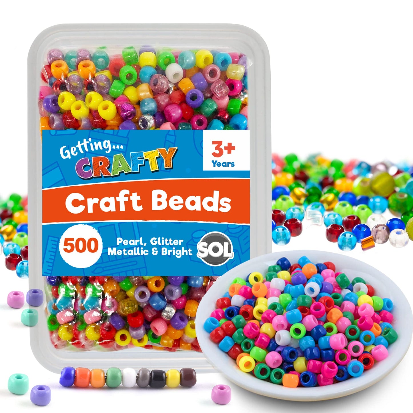 500Pcs Pony Beads | Beads for Jewellery Making | Kandi Beads | Hair Beads for Braids | Small Plastic Beads | Beads for crafting | Colourful Beads | Rainbow Craft Beads for Kids | Beads for Crafting