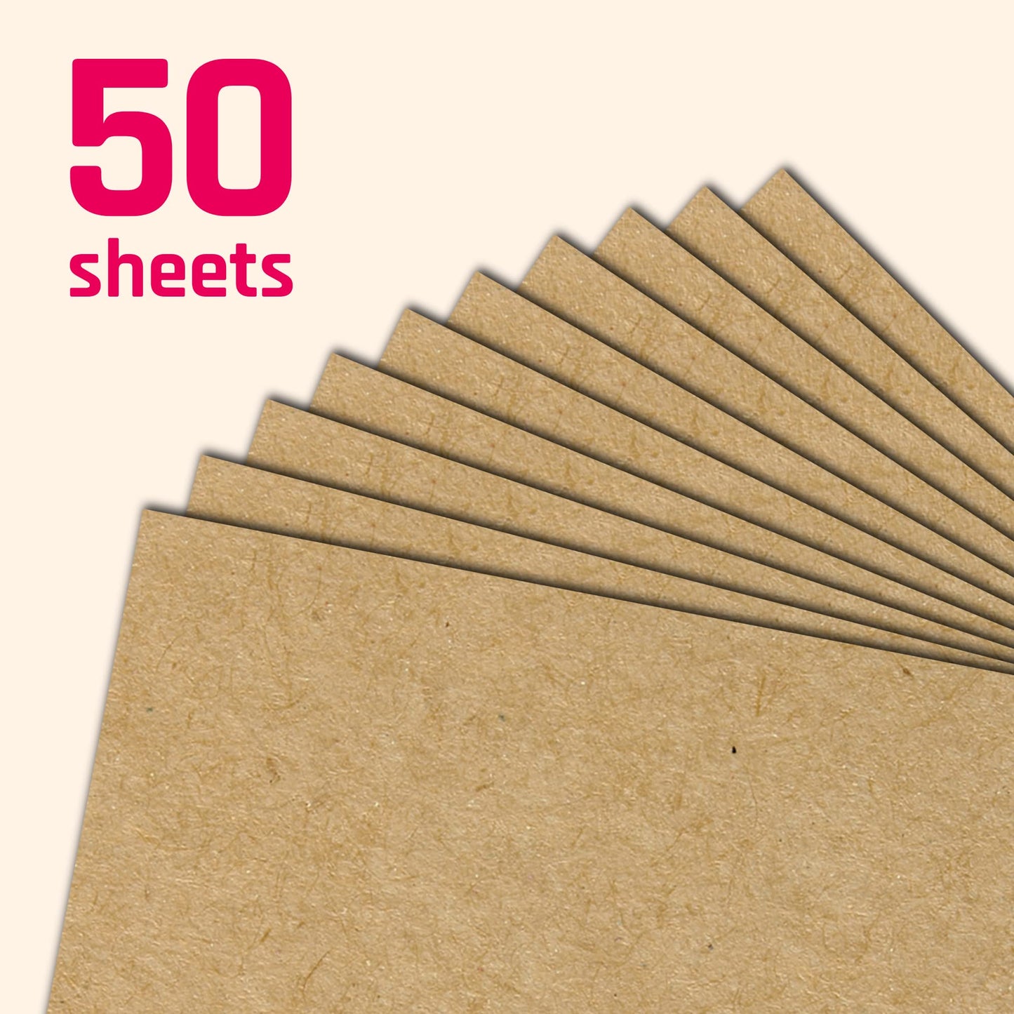 50 Sheets, A3 Brown Kraft Card - 200gsm A3 (50 Sheets)