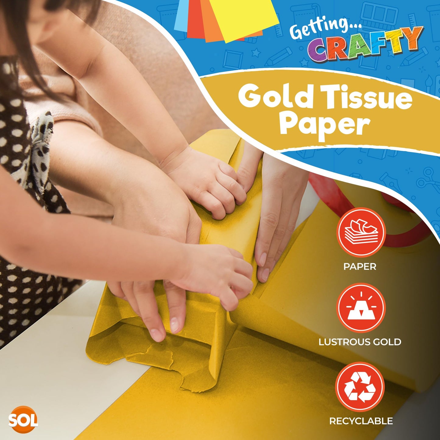 20pk Gold Tissue Paper for Wrapping Gifts | 50cm x 50cm | Gold Foil Sheets | Gold Tissue Paper Sheets | Tissue Paper Gold Foil Wrapping Paper | Gold Tissue Paper Sheets for Wrapping Gold Foil Paper