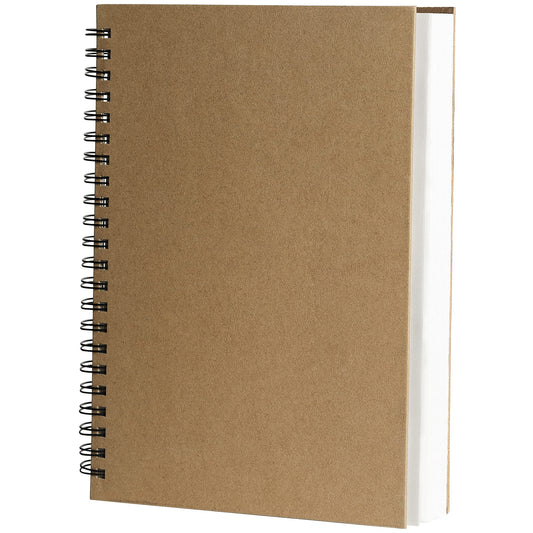 A4 Portrait Sketchbook, Spiral Bound Sketch Pad, 120Pages/60 Sheets Recycled Hard Cover Cartridge Paper White Drawing Artist Paper 160gsm DS03A401 Brown Cover (1 Pack) A4 Paper