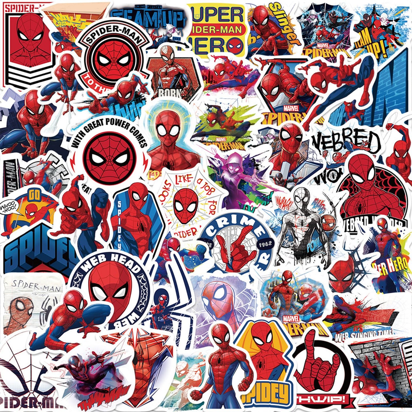 50Pcs Spiderman Stickers for Kids,Personalized Kids Stickers for Water Bottle, MacBook, Car, Bumper, Luggage, Laptop,Waterproof Vinyl Aesthetic Stickers for Adults Teens Boys Girl