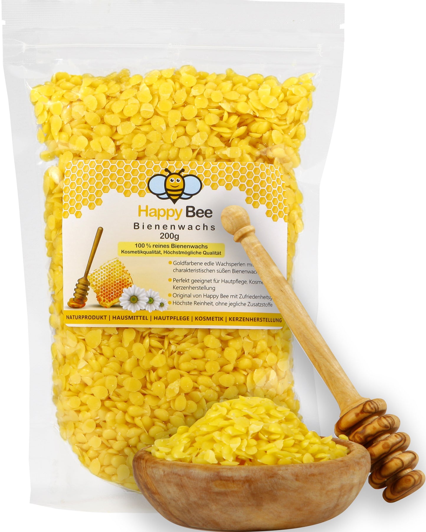 100% Pure Beeswax - 200 g Pure Yellow Beeswax Pellets - Ideal pastilles for Cosmetics and Candle Making with The Whole Family