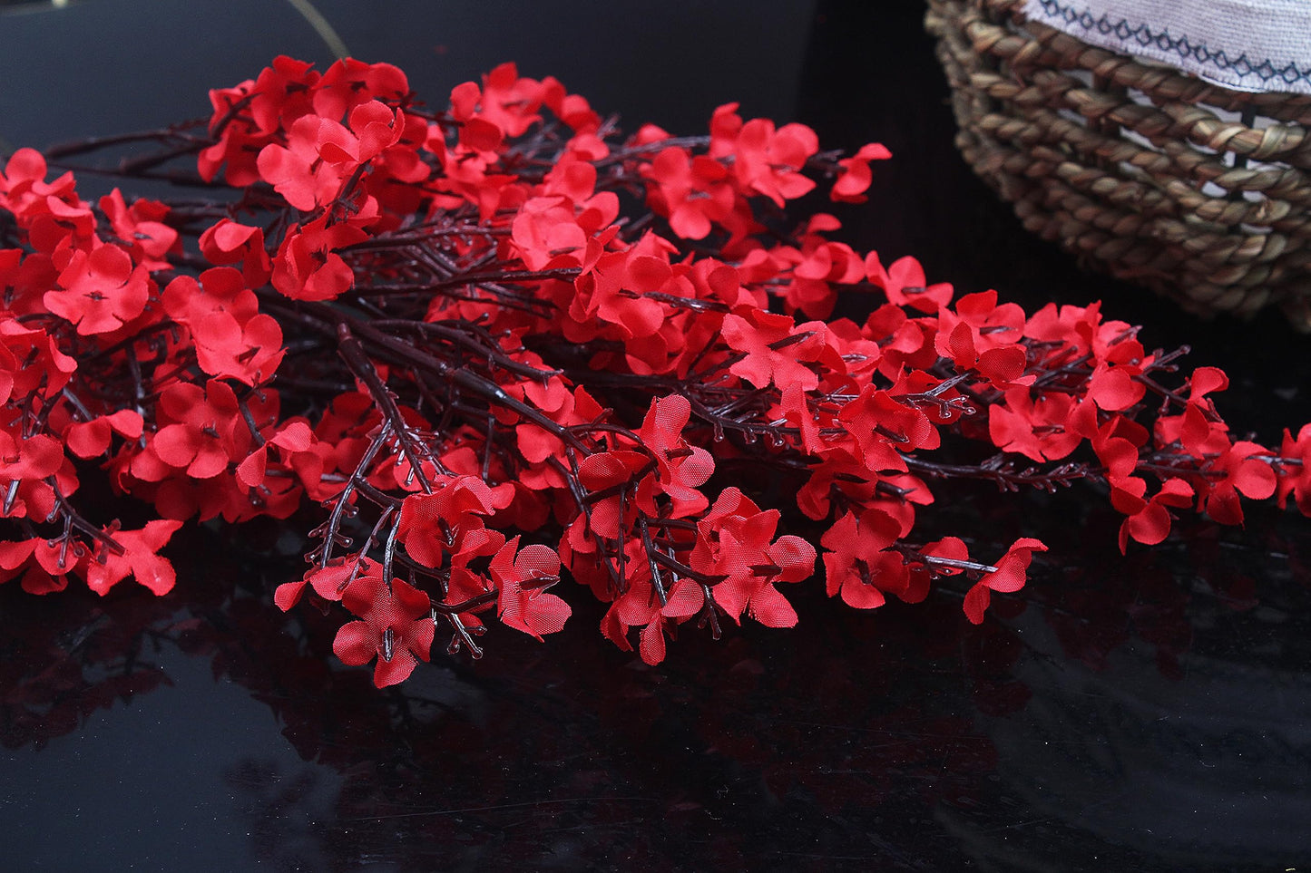 12pcs Babys Breath Artificial Flowers Gypsophila Bouquet Bulk Fake Spring Silk Small Flowers Real Touch Faux Floral for Home Bedroom Kitchen Garden Wedding Christmas Party DIY Decor (Red 12pcs) Red 12 Bundles