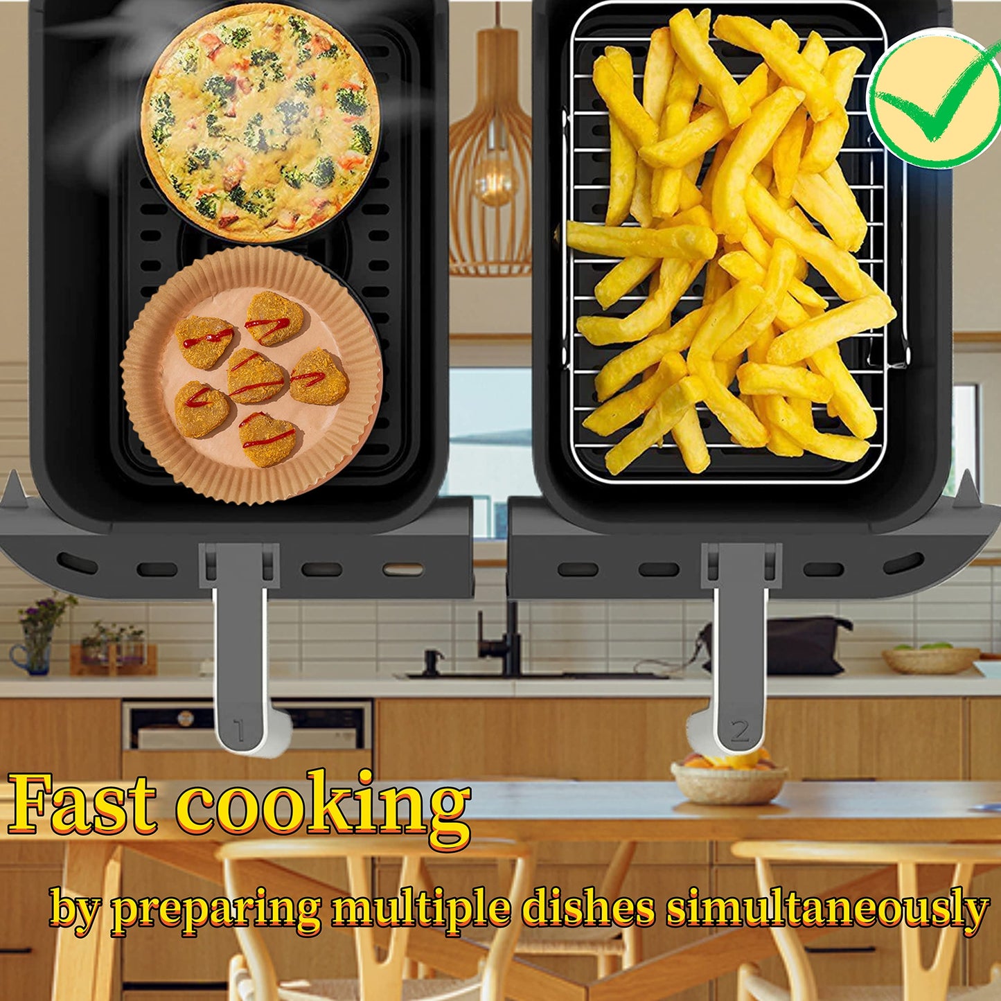 2 Pcs Air Fryer Rack for Ninja Dual Zone, Air Fryer Accessories, Stainless Steel Grill Rack with Skewers, Oil Brush Compatible with Ninja AF300UK/AF400UK, Tower, Salter and Other Dual Zone