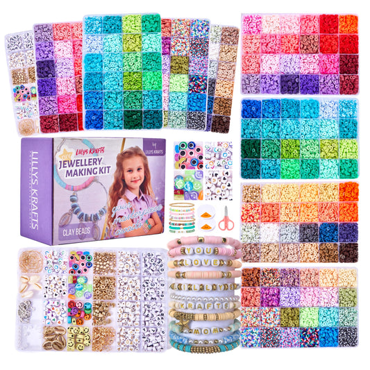 16000 Pcs Premium Clay Beads Bracelet Making Kit with Accessories, Make Friendship Bracelets with 96 Vibrant Colors of Heishi Beads, DIY Jewellery Making Kit Gift for Kids Teen and Adults